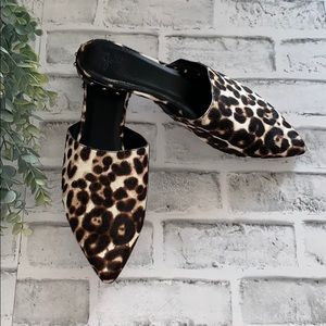 Joie “Akay” Calf Hair Flat Mule/Snow Leopard